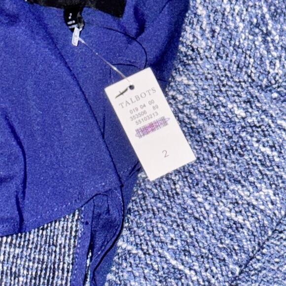 Talbots Tweed Double Breasted Blazer Women's Size 2 Blue White Pockets NWT - Picture 3 of 9